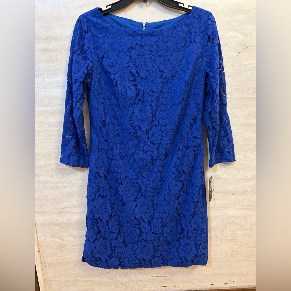 Vince Camuto Blue Sheath Dress with Cuffed Sleeves